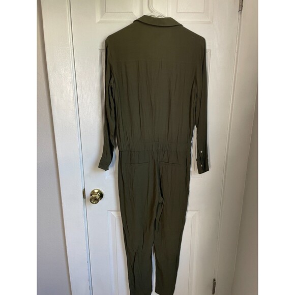 Madewell Women's Small Green Jumpsuit Pull On Long Sleeve Green Olive Viscose - Picture 6 of 7
